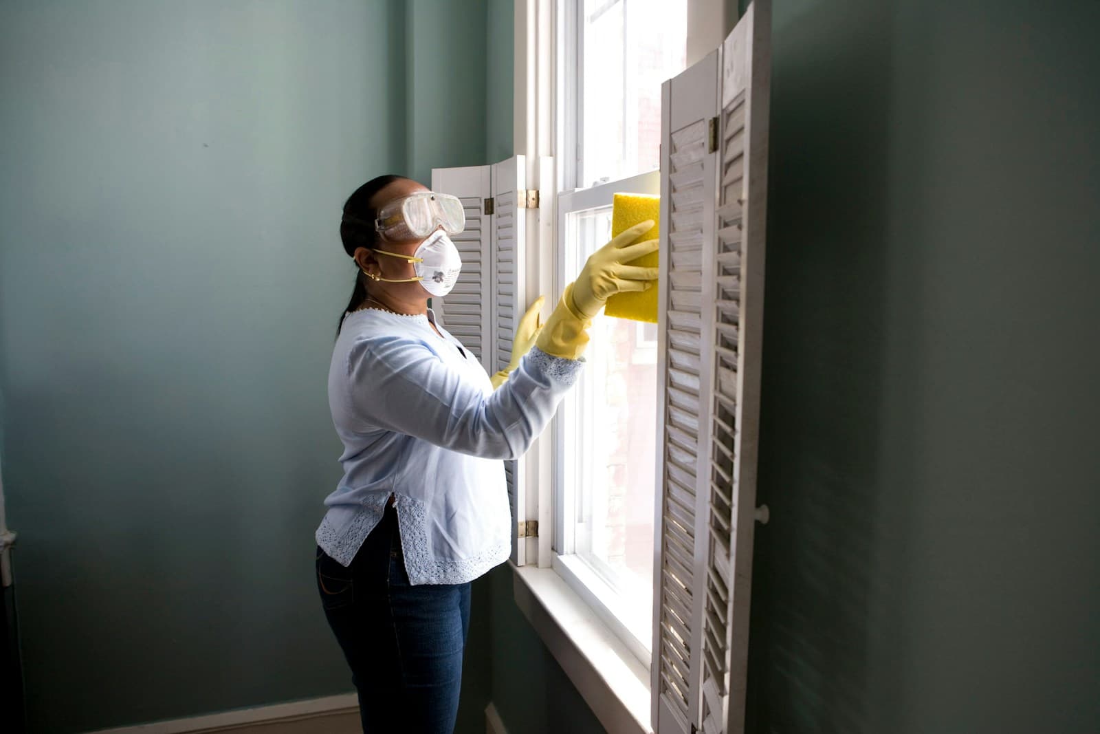 A professional cleaner maintaining a commercial interior